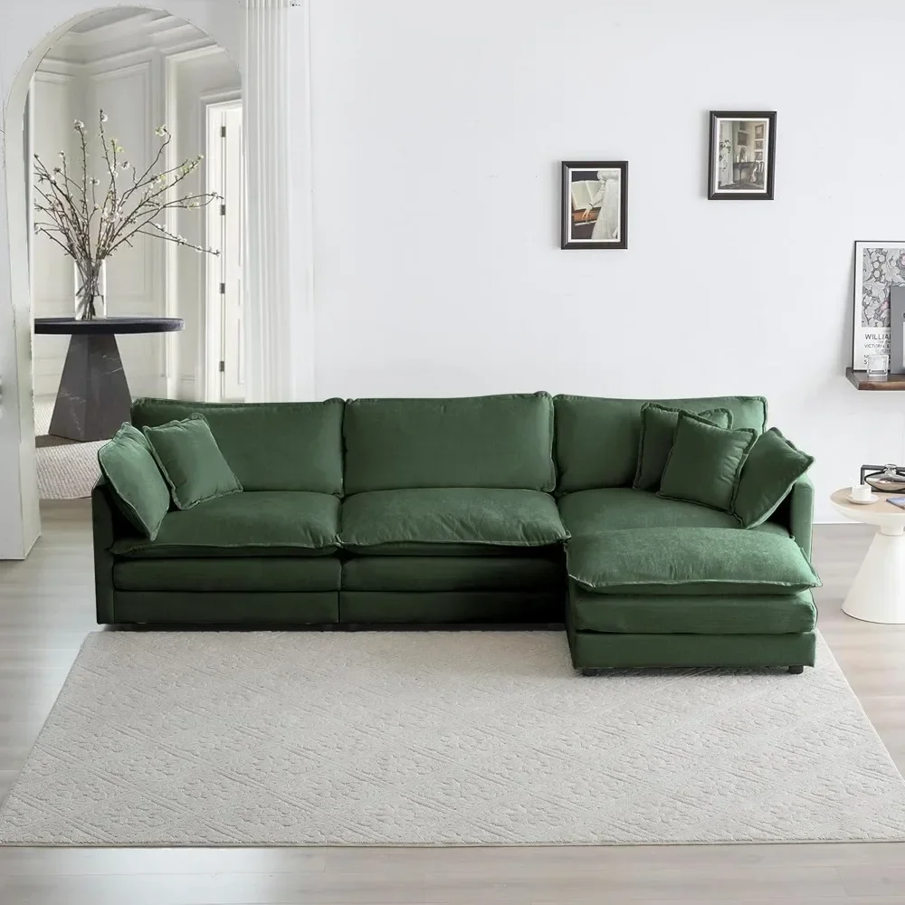 

Modular Sectional Sofa, 111.5 Inch L Shaped Couch Set for Living Room, 3-Seater Comfy Cloud Couches with Movable Ottoman