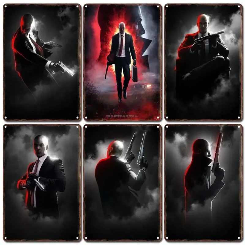 Hitman Decoration Wall Decor Tin Plaque Metal Sign Garage Game Room Wall Decor Vintage Metal Plate Modern Home Decoration Poster