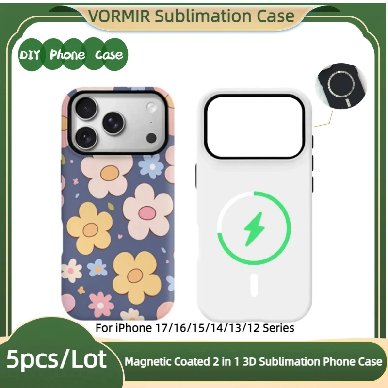 

VORMIR 5pcs Magnetic Film 3D Sublimation Phone Case Custom DIY Heat Transfer Coating Protective Shell For iPhone 17 16 15 14 13
