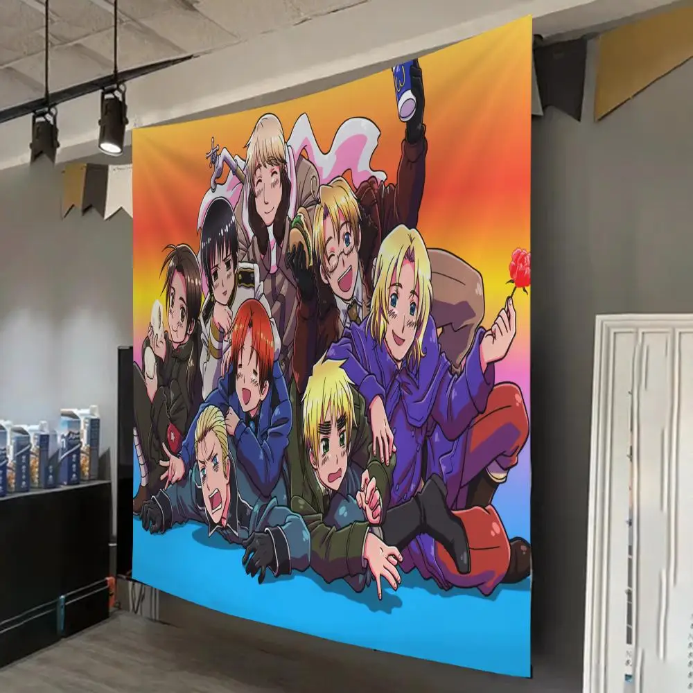 H-Hetalia W-World Stars Tapestry Custom Living Bedroom Party Dormitory Interior Wall Bohemian Decoration Attached Clip
