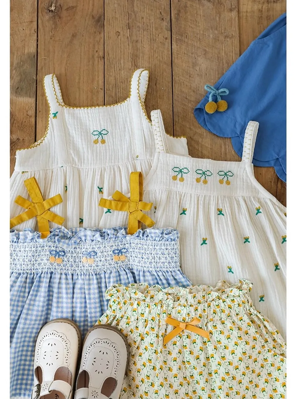 

kids girls clothes baby dress Cross embroidered camisole long dress Exquisite color matching in summer sleeveless dress