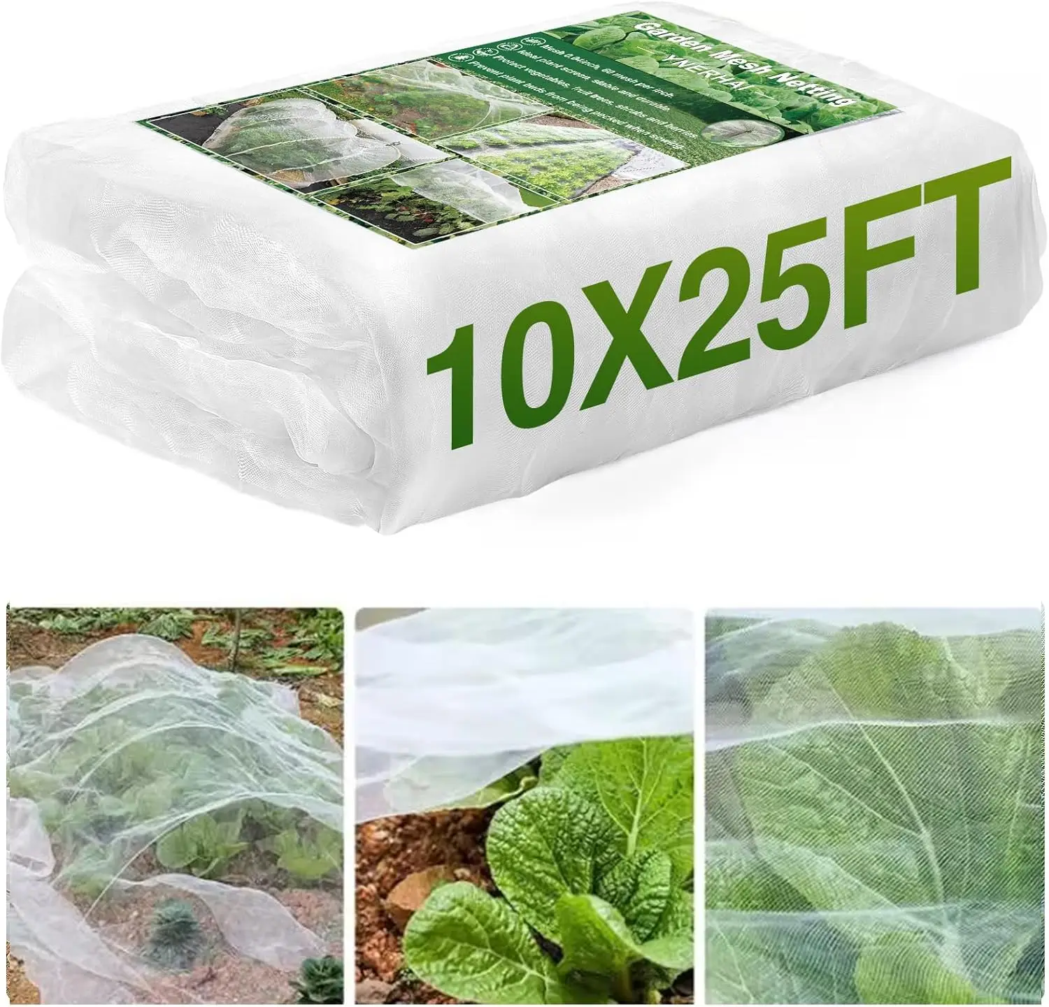 

10x25FT Garden Mesh Netting Barrier, Fine Mesh Plant Cover for Fruit Trees & Vegetables, Protect Blueberry Bushes from Birds & Animals