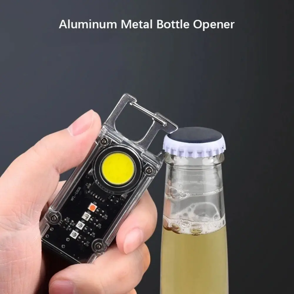 

COB LED Mini LED Flashlight 8 Light Mode Magnet Base Key Chain Flashlight USB Charging Bottle Opener Emergency Lights Work