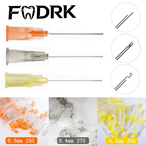 Bilashmart 100Pcs/bag Irrigation Needle Tip 25G/27G/30G End-Closed Side Hole Endo Syringe Root Canal Washing Needle Tip Cleaning Tool