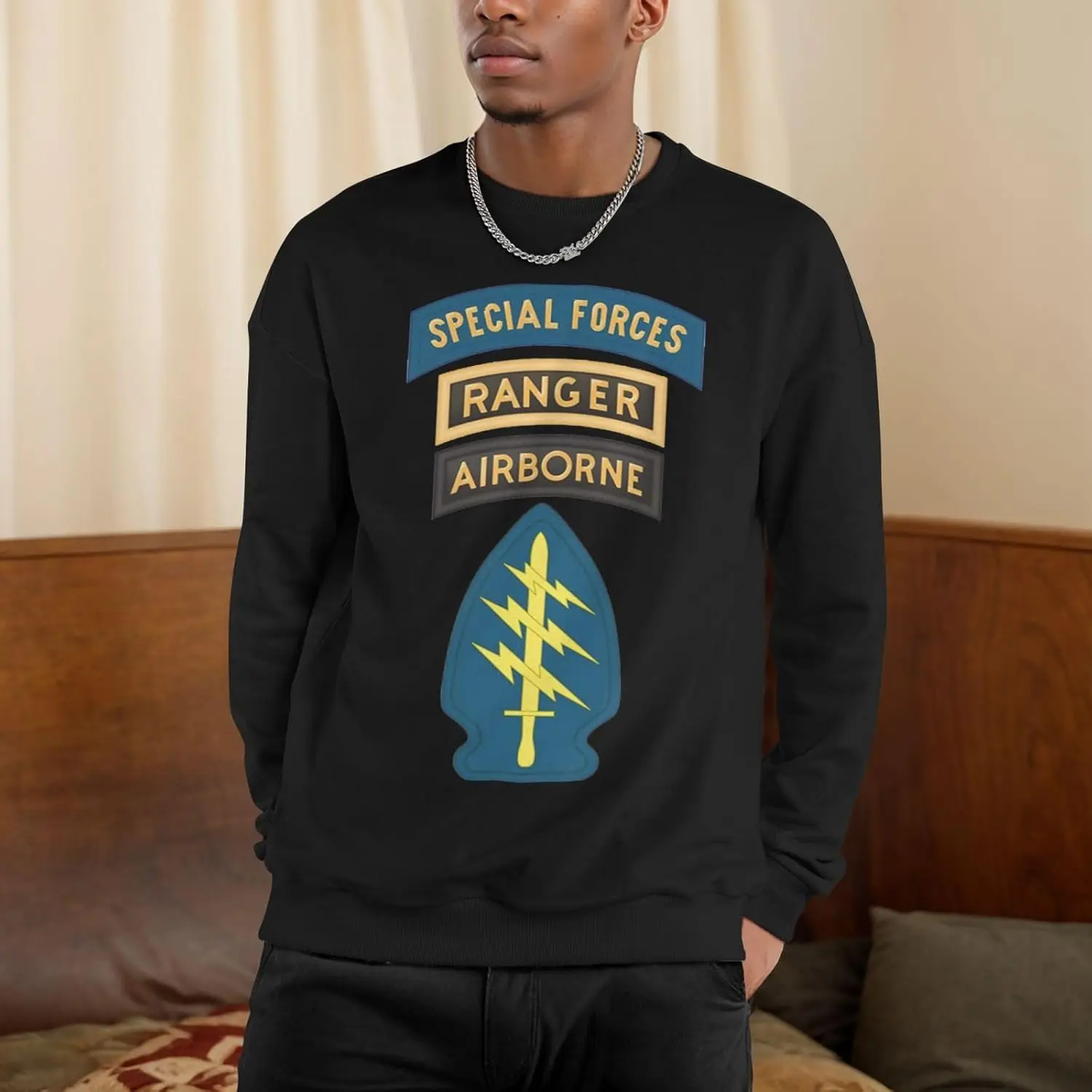 Felpe pullover unisex per adulti Ranger Airborne delle forze speciali Felpa girocollo a maniche lunghe