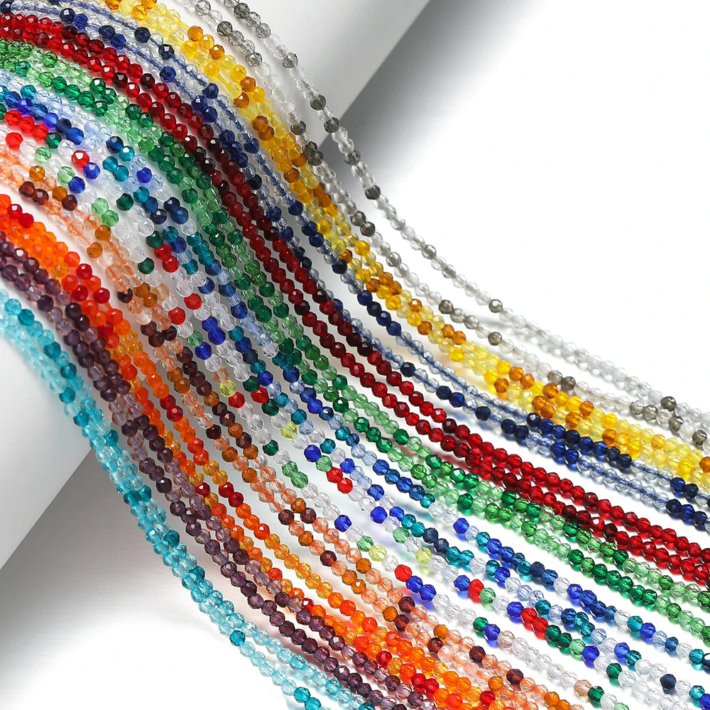 185pcs/Lot 2mm Faceted Glass Bead Mixed Color  Crystals Beads for DIY Bracelet Earrings Jewelry Making Accessories