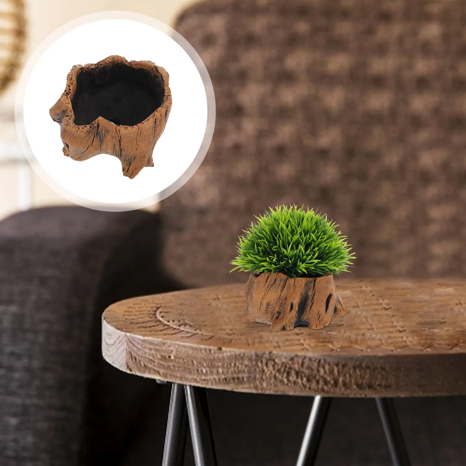 

Очаровательный винтажный цементный горшок с деревянной отделкой для суккулентов, кактусов, бонсай, декор для дома, офиса, подоконника