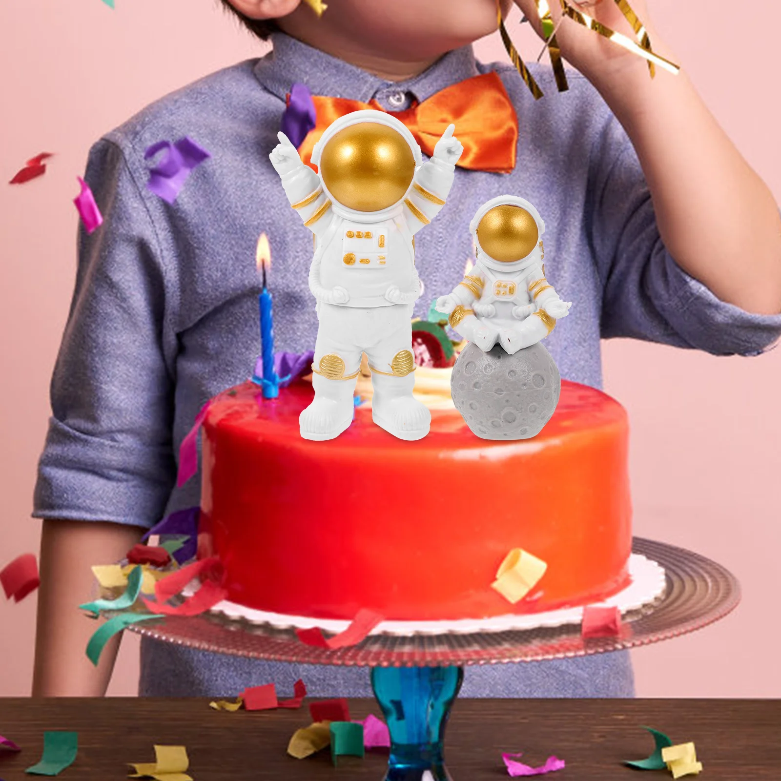 

3pcs Astronaut PVC Birthday Ornaments Party Decorations Space Theme Creative Cake Ornament Topper Cake Decor Ornaments