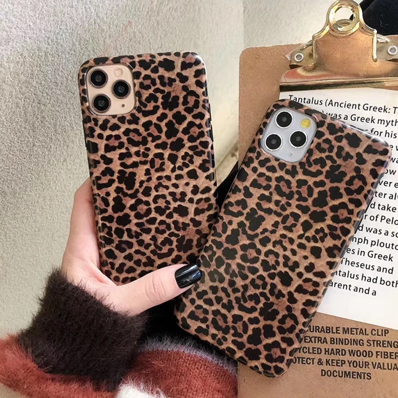 10pcs Soft Silicone Back Case Leopard Print Cell Phone Cover for iphone 14 13 12 11 Pro Max XS XS MAX XR 6/7/8 plus