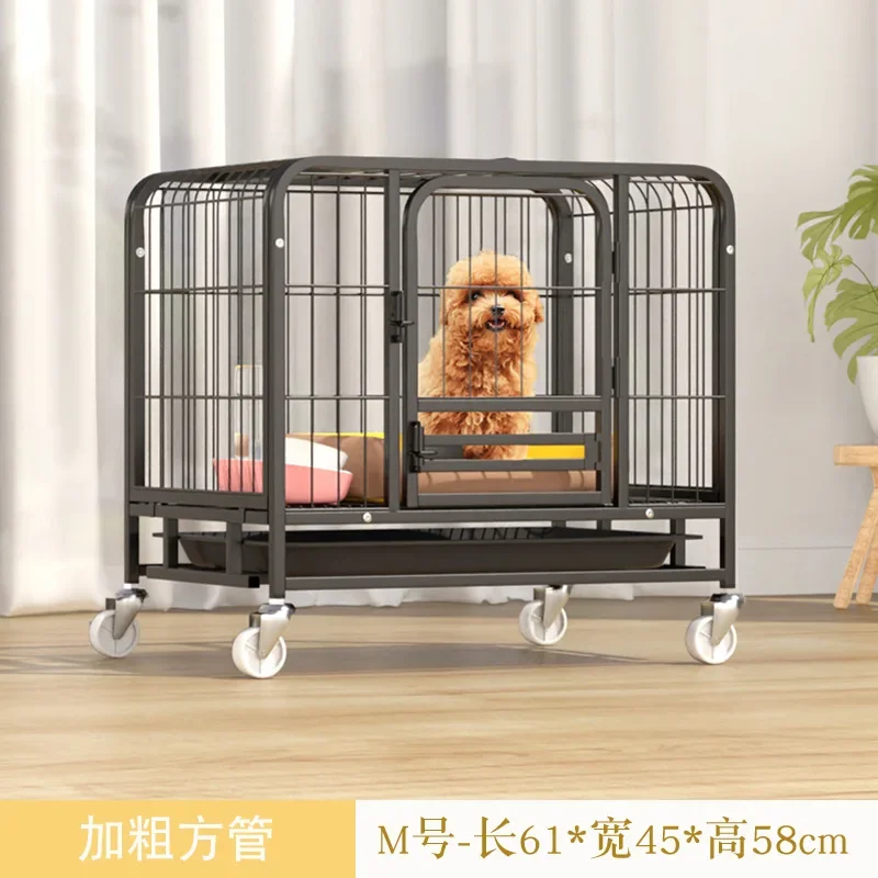 Dog Cage Medium Large Dogs Full Square Tube Dog Cage Bold Indoor Pet Cages with Toilet Iron Cages Kennel