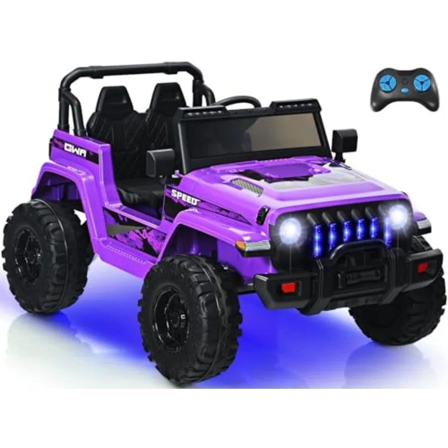 

Ride on Car Truck with 2.4G Remote Control 12V Battery Powered Electric Cars for w/3 Speeds Battery Display LED Lights Safety B