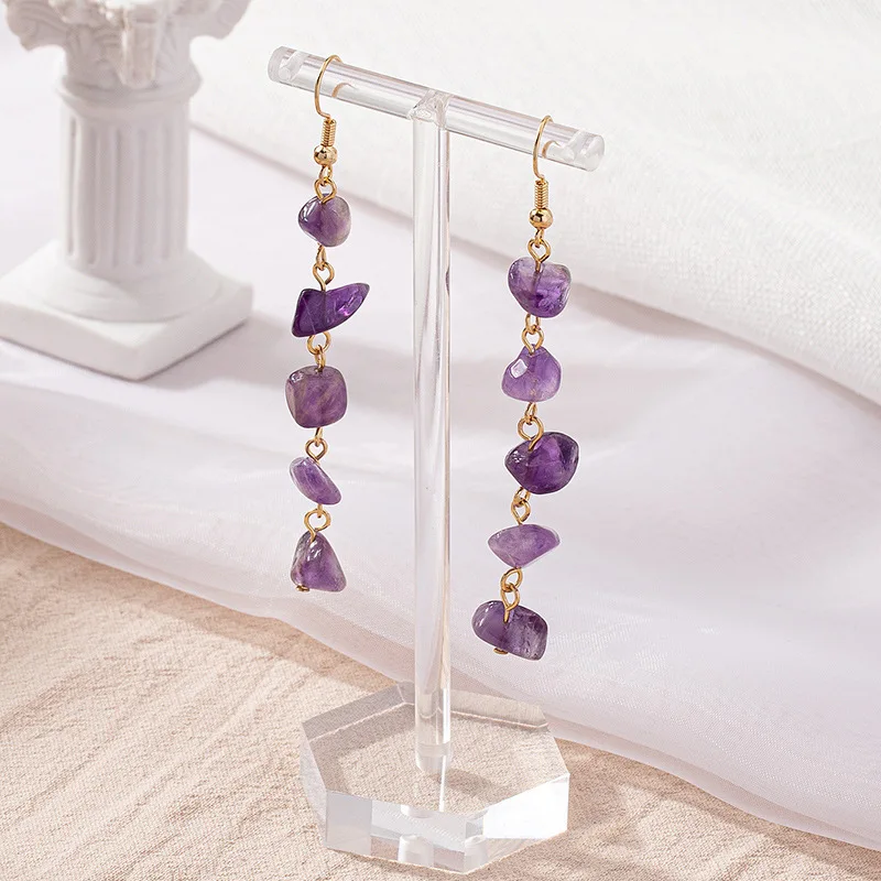 Natural Irregular Raw Stone Earrings Amethysts Apatite Lapis Quartz for Women Luxury Quality Jewelry Girls Gift