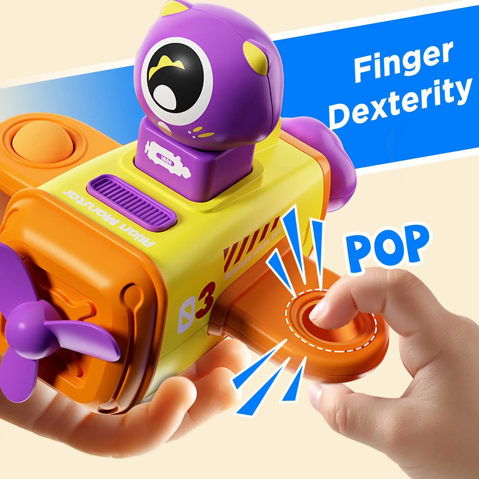 Press to Go Car Toys for 18M+, Baby Airplane Race Cars, Infant Push Go Play Vehicle Set, Boys Pull Back Friction Car, Birthday C