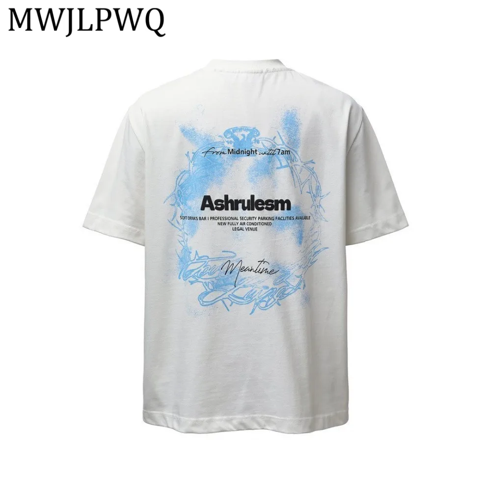 

Мужская футболка MWJLPWQ в трендовом американском стиле с градиентным принтом, с коротким рукавом, для уличной моды, летняя, свободного кроя, повседневная, плотная, 14303