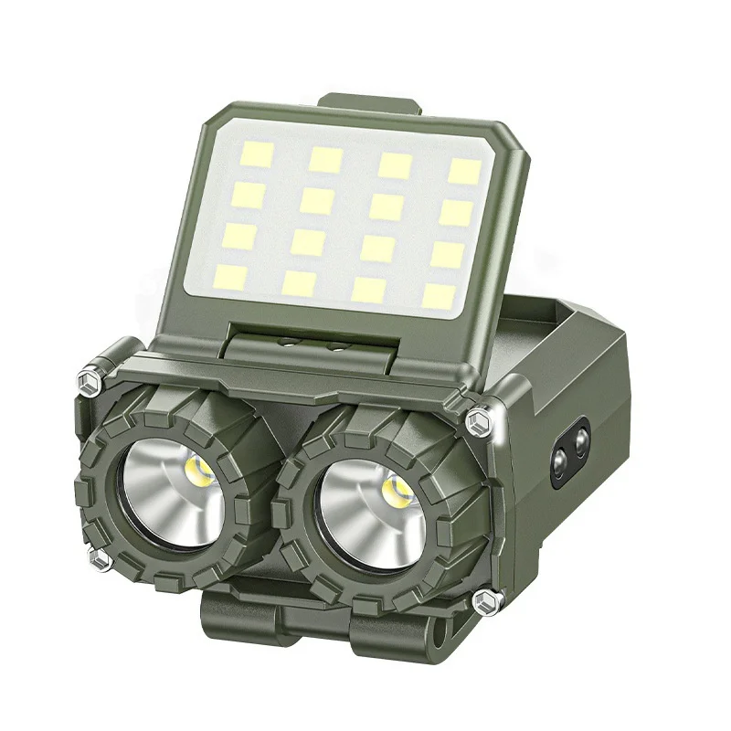 Headlamp Strong Induction Safety Long Runtime Rechargeable Flood Light for Outdoor Night Fishing Cap Clip Use