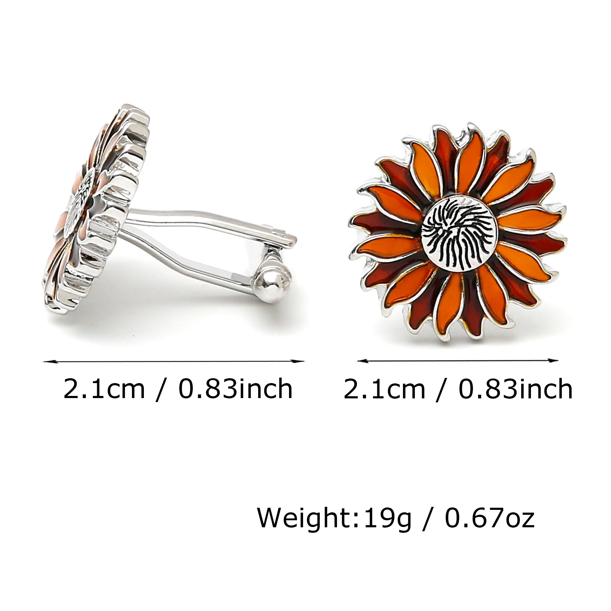 أزرار أكمام للرجال XK24014 لطيف عباد الشمس الفن تصميم فضي اللون النحاس فستان قميص أزرار أكمام مجوهرات