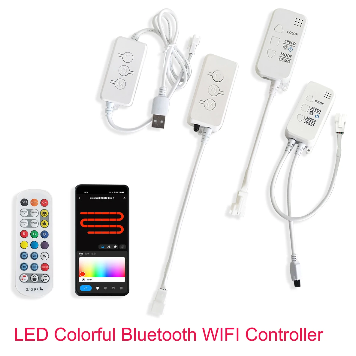

Контроллер светодиодных лент Magic Home RGBIC 12-24 В для WS2811 WS2812, светодиодная пиксельная лента с Alexa и Google Assisitant