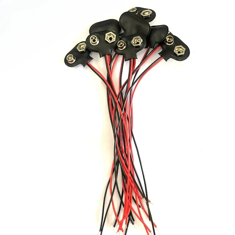

10pcs 9V Battery Snap Connector clip Lead Wires holder wire length 15CM