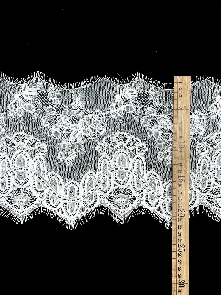 

(3 meters/lot) 21cm White eyelash lace fabric Decoration Love Wedding dress accessories