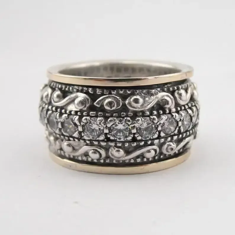 Simple and retro ethnic carved gemstone men's and women's rings