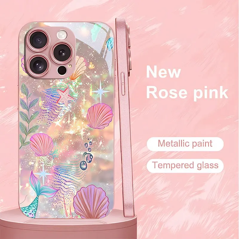 

Dreamy Shell Mermaid Print Pattern Phone Case Suitable for iPhone 17/16 /11Pro/15/15 Pro Max, 14/13/12 Pro Max, 11