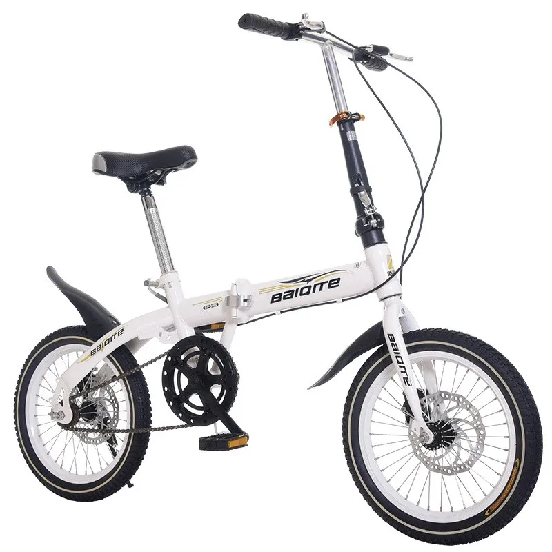 Folding Mountain Bike for ChildrenOne Wheel Variable Speed, Disc Brake Shock-Absorbing Bike, Male and Female Adult, 16 in, 20 in