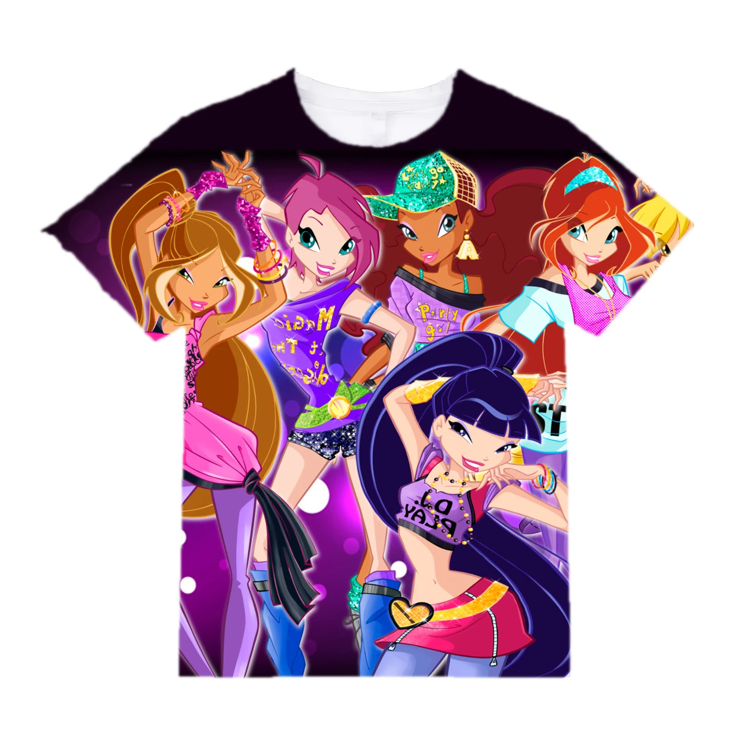 Children Clothes Girl Winx Club Children\'s Clothing Baby Short Sleeve T-shirt Kawaii Girls Clothes 2 to 8 Years Blouse for Girls