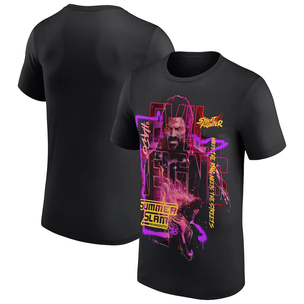 Men's Roman Reigns SummerSlam 2026 Street Fighter T-Shirt 3D Printed Wrestling Quick Dry Short Sleeve Casual Plus Size T-Shirts