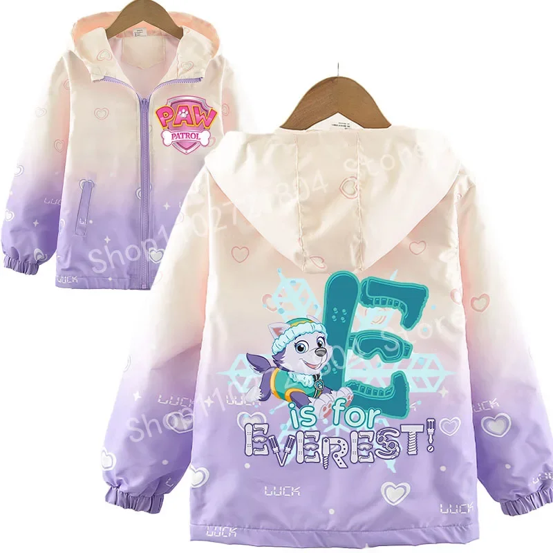 Paw Patrol Children's Outdoor Jacket Cute Printed Hooded Kawaii Cartoon Autumn Winter Warm Tops Anime Peripherals Girls Clothes