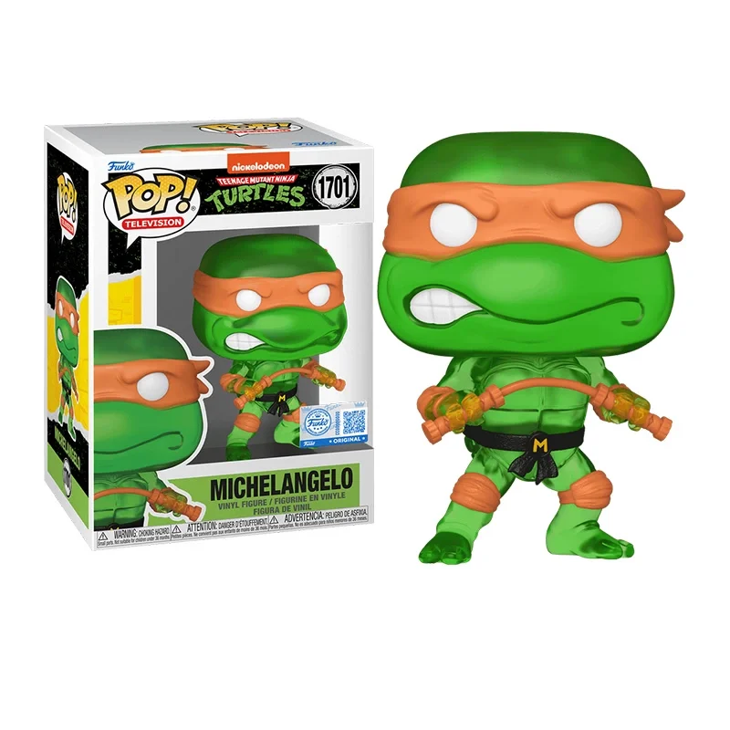 

Funko Pop Черепашки Ниндзя Леонардо (полупрозрачный зеленый) Периферийные фигурки Игрушка для мальчиков Подарок Коллекционные украшения