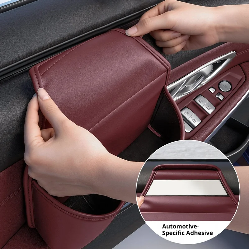 BLALION Car Door Side Storage Bag Embedded Installation PU Leather Car Door Organizer Multi‑Pocket Holder for Car Accessories