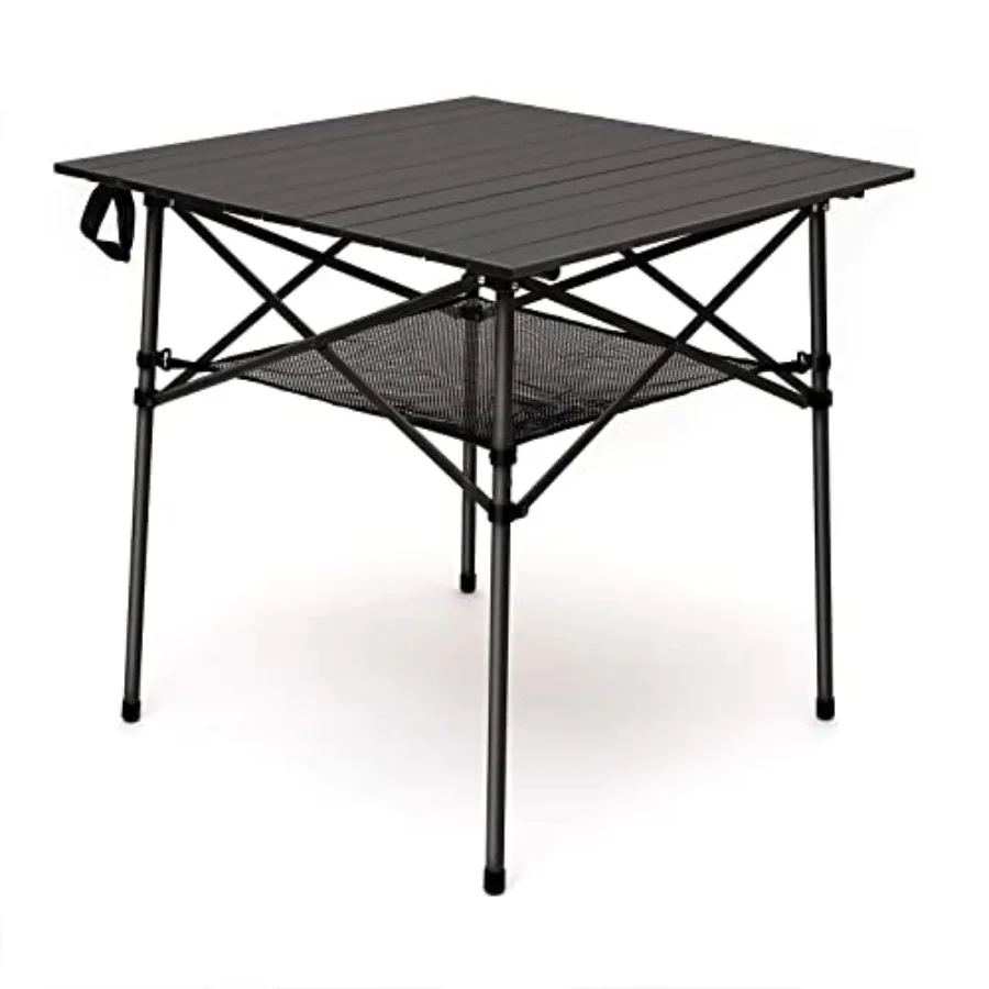 

Aluminum Folding Table for Camping Lightweight Roll Up Top Portable Camp Tables with Carry Bag for Outdoor Picnic Square Brown