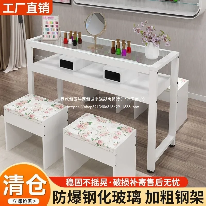 Tempered glass manicure table Japanese set simple single double table