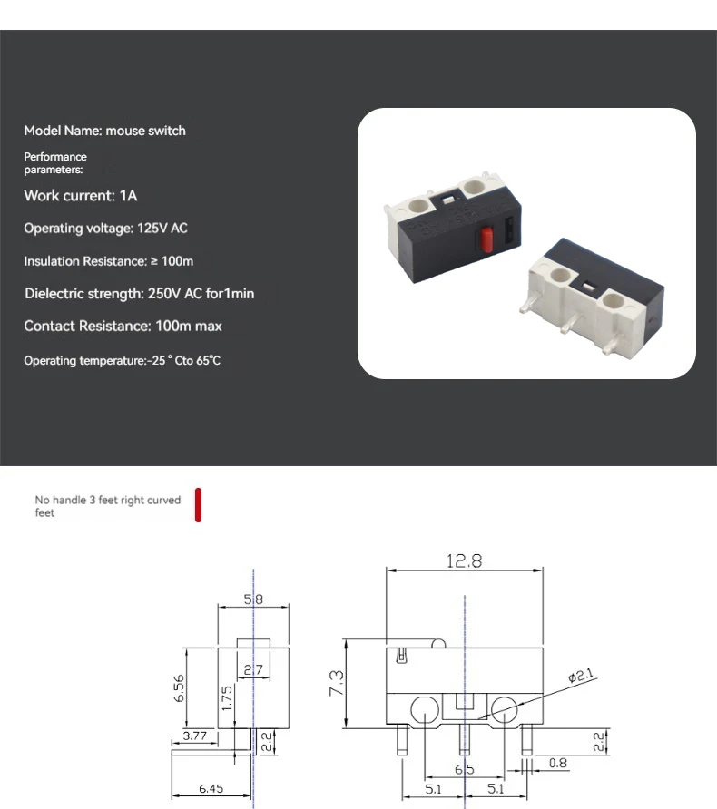 【20PCS】YD-003 mouse switch micro three pin button micro slight switch 1A 125VAC