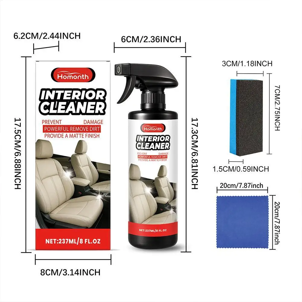 

237ml Car Interior Foam Cleaner Rust Cleaning Remove Oil Stains Auto Wash Decontamination Car Leather Foam Clean Spray