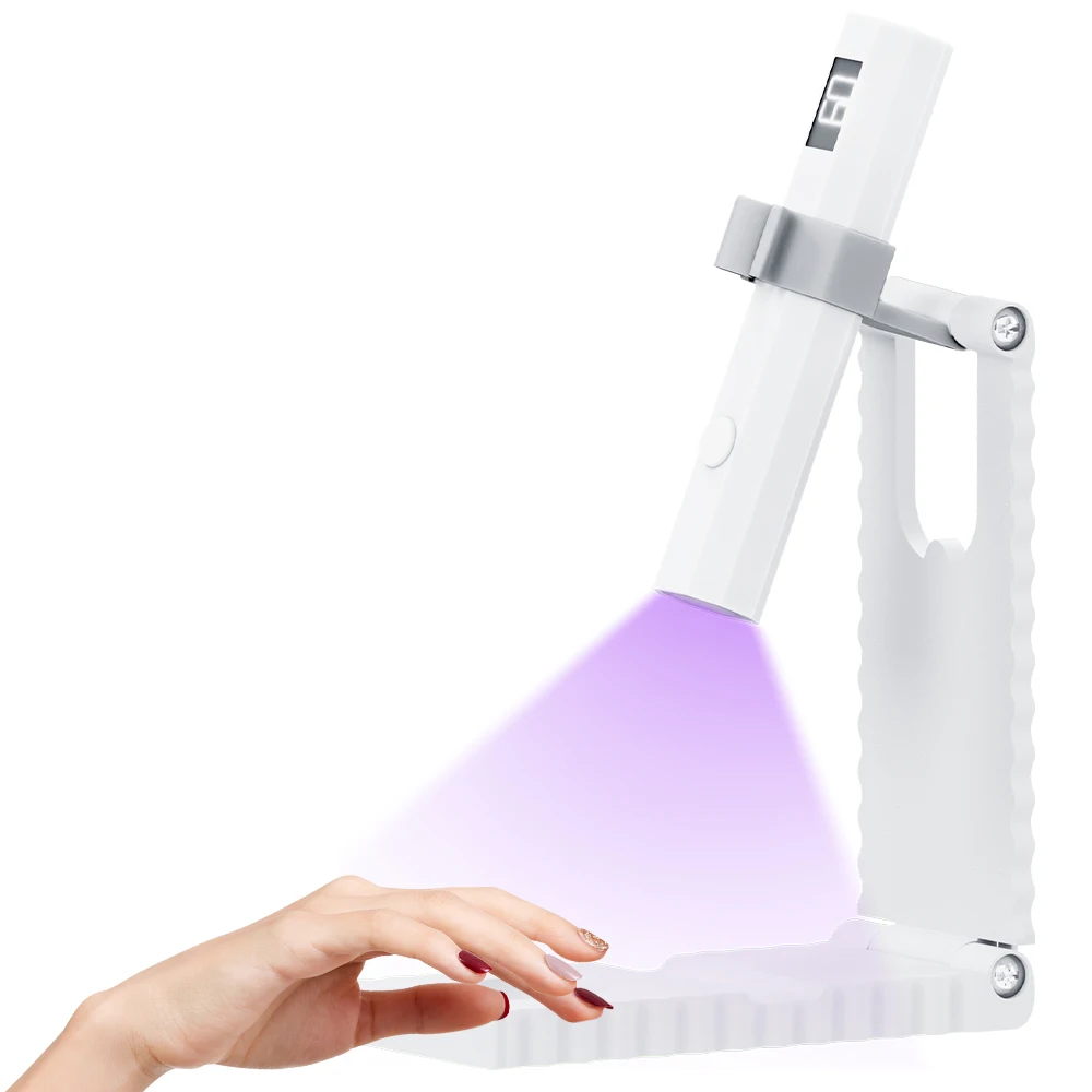 

Handheld UV Light for Gel Nails with Timer, Indicator and Stand, Rechargeable Mini LED Nail Lamp for Fast Curing and Extension