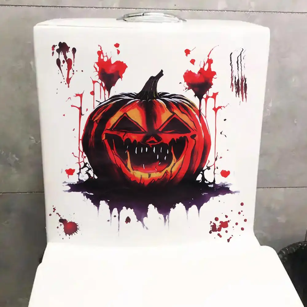 

Waterproof Pumpkin Fangs Wall Stickers DIY PVC Bloody Pumpkin Decal Self-adhesive Halloween Toilet Stickers Halloween