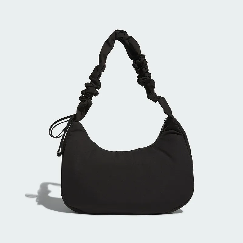 Adidas Originals JP0145 Women Black Hobo Bag,14L Large Capacity,Zipper Pocket,Adjustable Strap Daily Fashion Shoulder Handbag