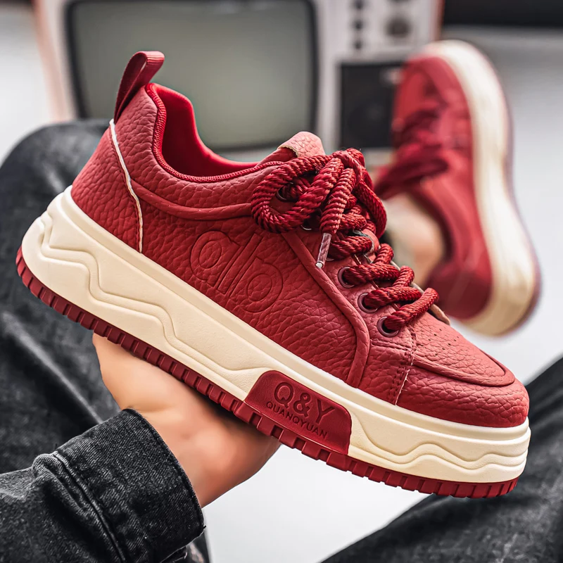 Fashion Outdoor Pu Leather Light Footwear 2025 Spring and Autumn New Mens Sports Shoes Good Quality Anti Slip Running Sneakers 7