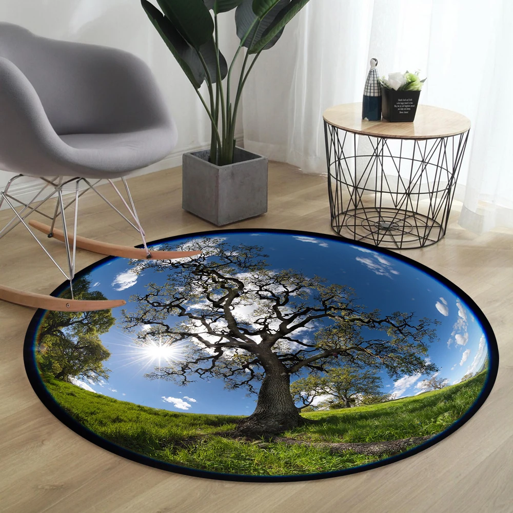Creative Wide-angle Photos Round Rug Living Room Decor Sofa Rug Bedroom Bedside Rug Lounge Coffee Table Floor Mat Door Mat