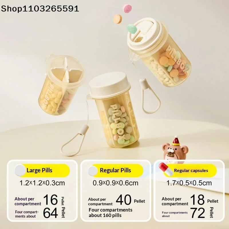 For Purse Bag Portable Pill Box Travel Medicine Organizer Small Capsule Bottle Case with Compartments Keychain Tablet Holder