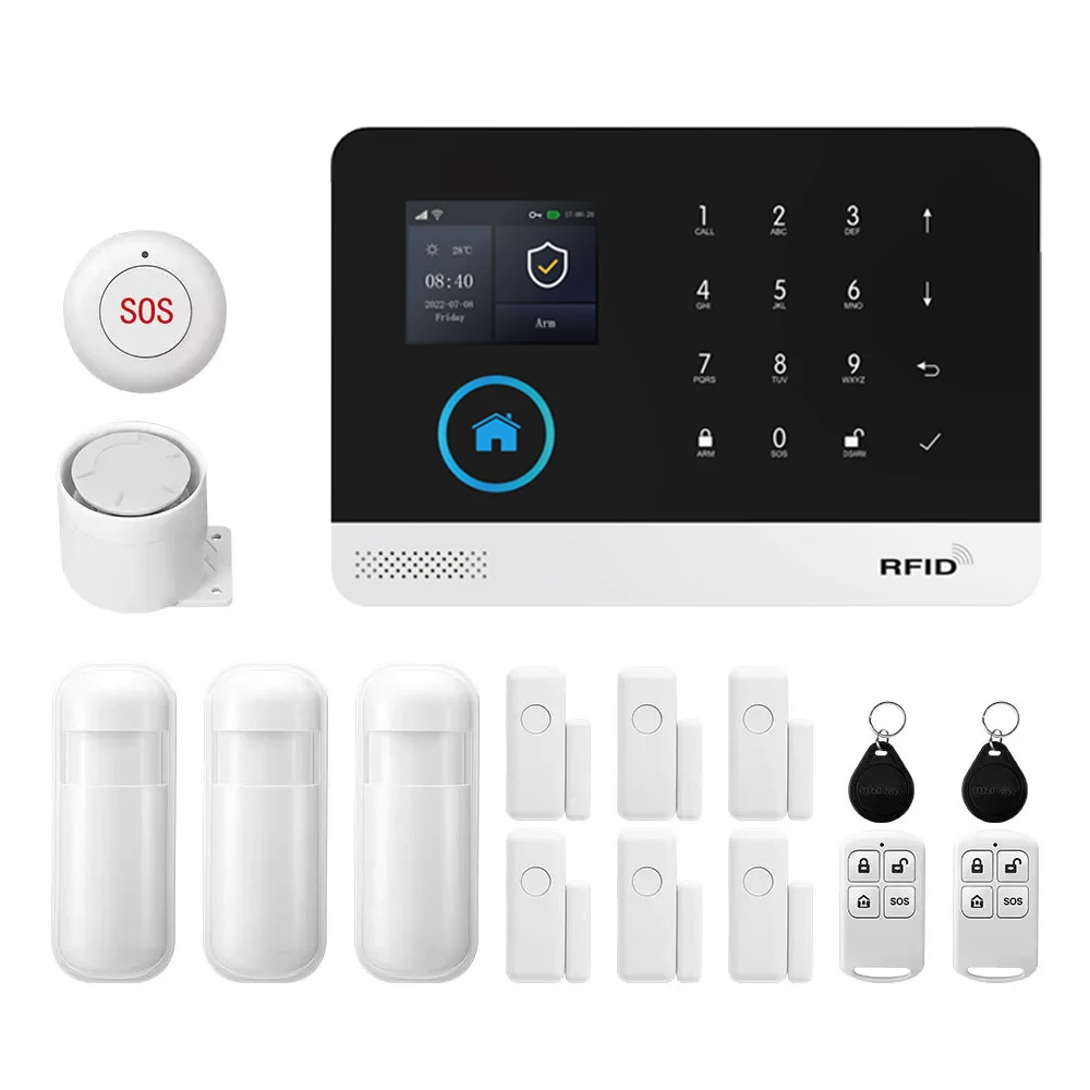 PGST alarm systeem tegen inbraak WiFi 4G Works with Tuya Smart Life draadloze beveiligingsset voor woning winkel kantoor deur raam sensoren bewaking op afstand via telefoon
