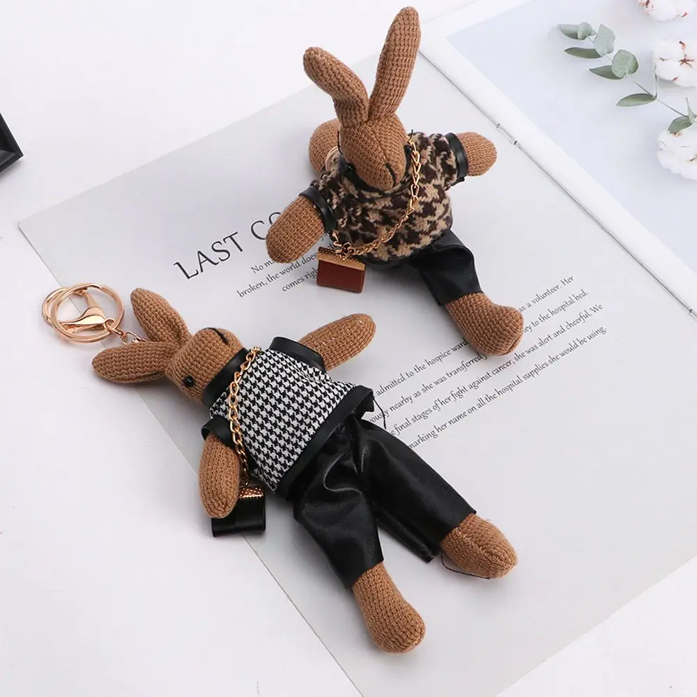 Wisiorek Cartoon Key Holder Kids Cloth Korean Style Key Ring Bag Pendant Decoration Lady Rabbit Keychains Girls Car Accessories