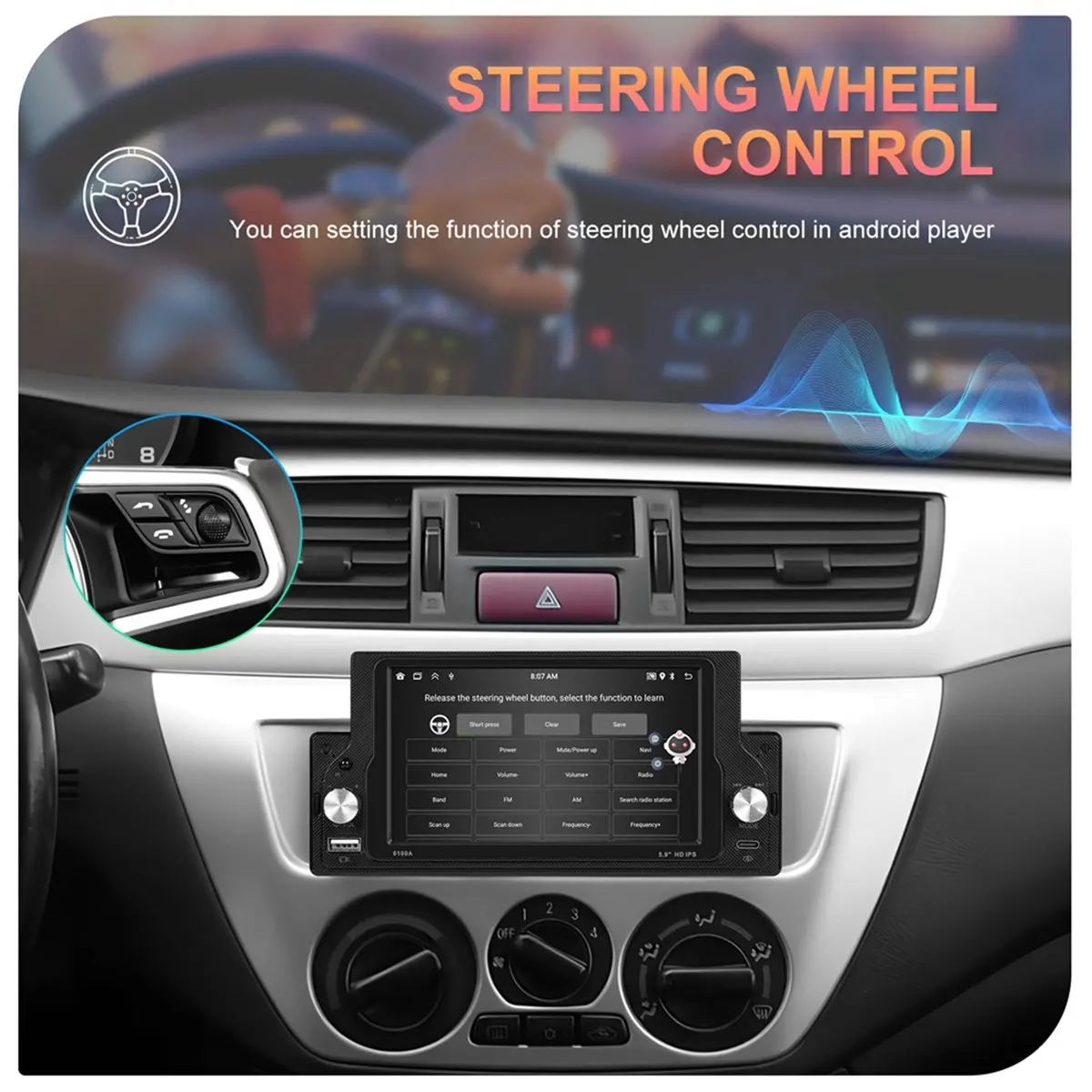 Super Sale 5.9 Inch 1Din MP5 Player 2+64G Wireless Carplay Android Auto Multimedia Player Mirror Link EQ FM USB Car Stereo