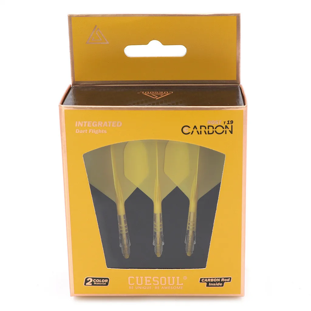 

CUESOUL ROST T19 Standard Shape Carbon Integrated Dart Shaft and Flight-Yellow Flight with Yellow Shaft