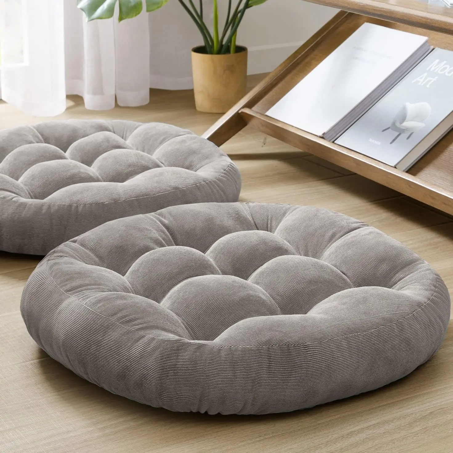 Corduroy Fabric Cushion, Round and Square Seat, Suitable for Living Room, Dining Chair, Floor, Garden