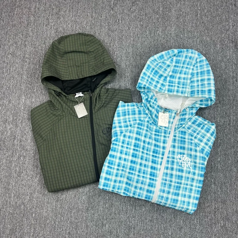 

Mertra Mens Casual Loose Fit Windbreaker Jacket Hooded Outdoor Coat Lightweight Warm Zipper Plaid Design Multi Pocket jackets