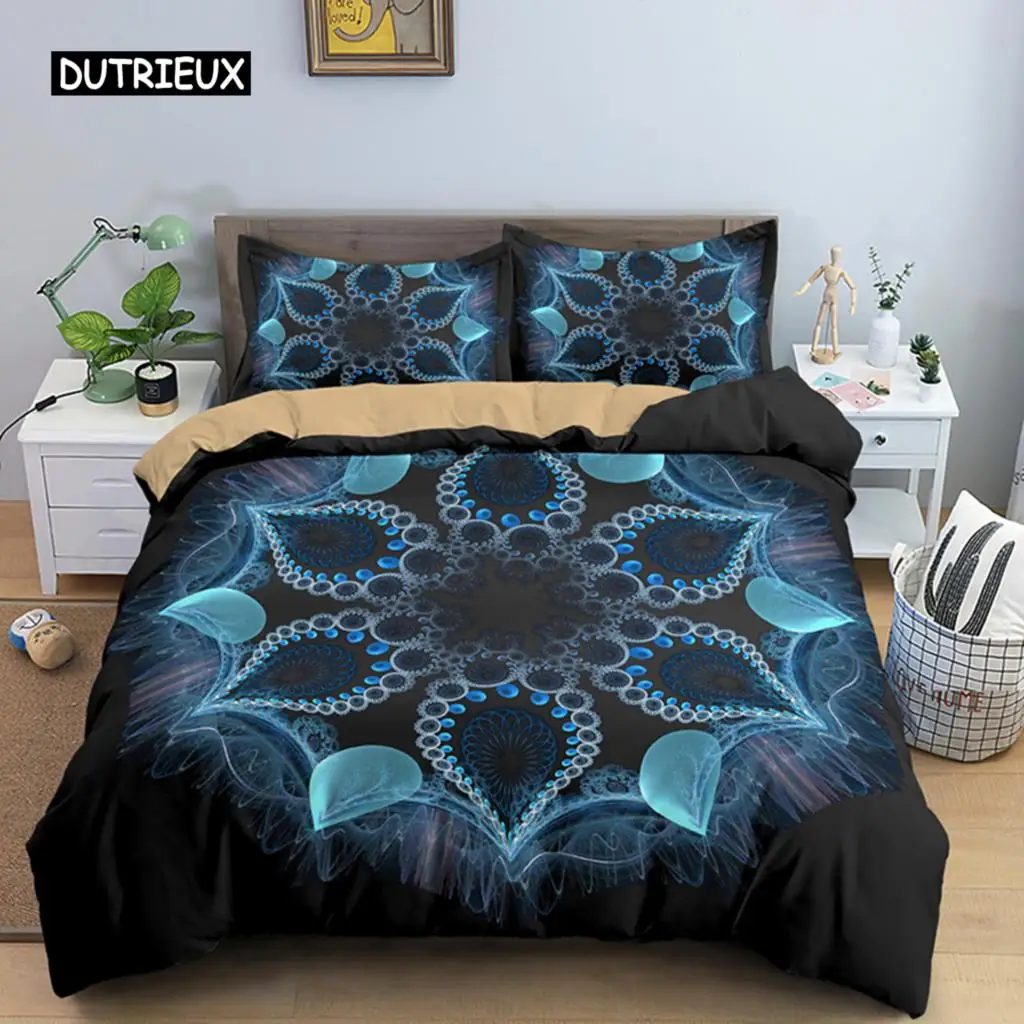 

Mandala Flower Duvet Cover Set Bohemian Comforter Cover Exotic Floral Teens Adults Double Queen King Size Polyester Quilt Cover