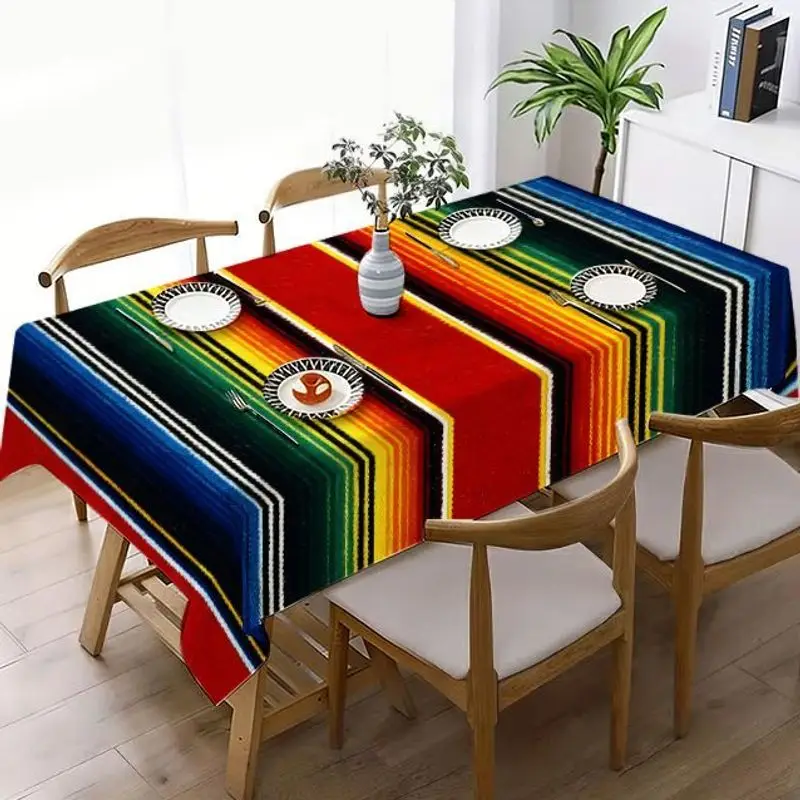 One piece of Mexican Serrap tablecloth - bright and colorful stripes, suitable for decorating at festival parties, yzb