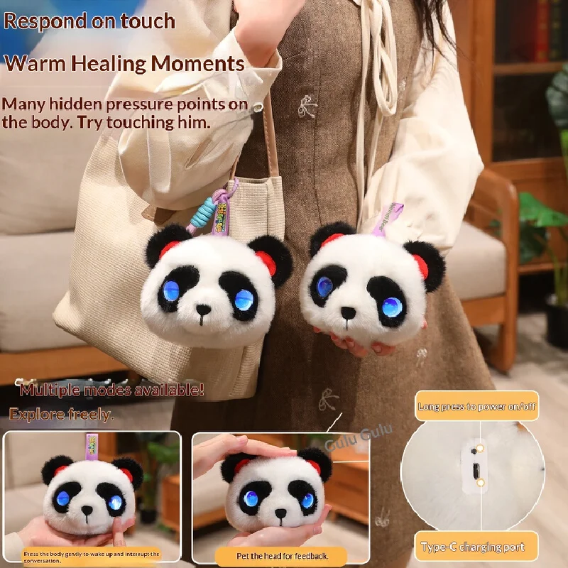 AI Panda Pluche Speelgoed AI Groot Model Slimme Chat Interactieve Oplaadbare Sleutelhanger Educatief Kinderen Nieuwjaars Internationaal Cadeau